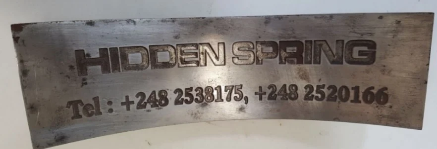 Hidden Spring metal branding stamp used on bottles